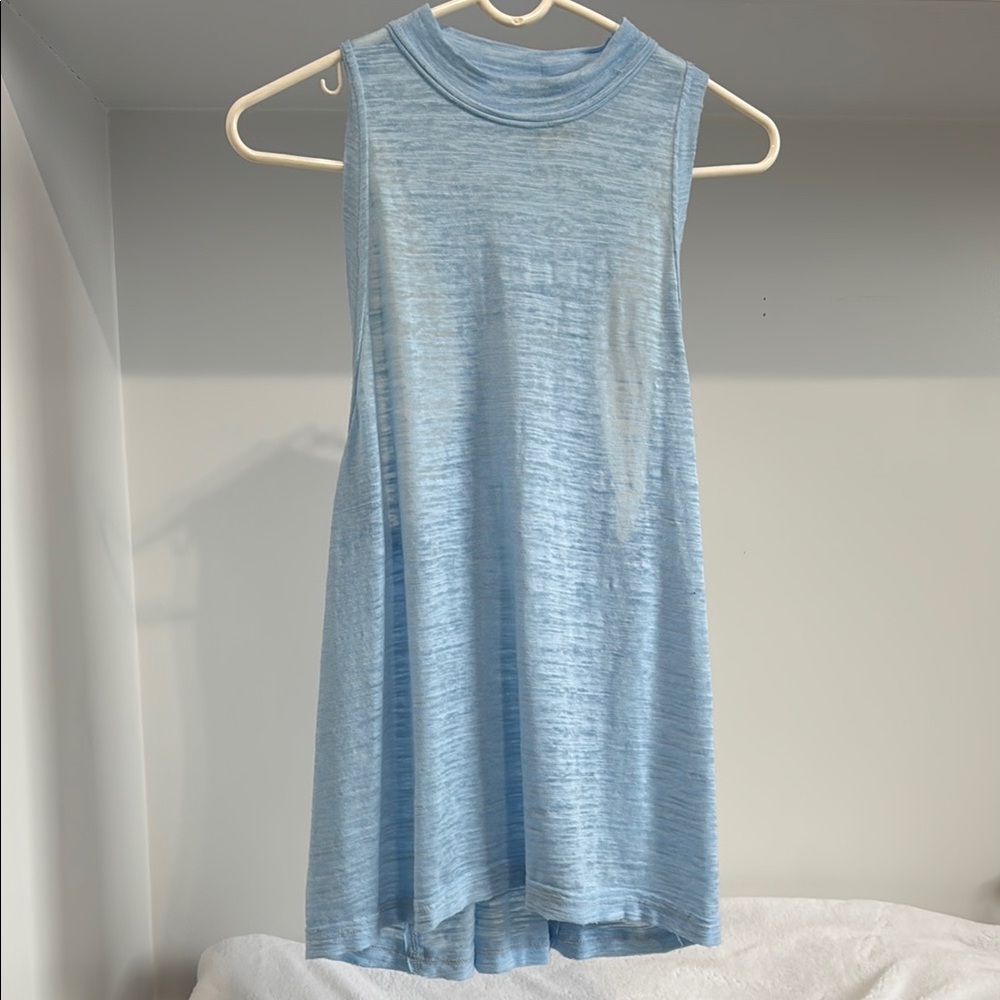 Free People Sky Blue Sleeveless Mock Tank Top